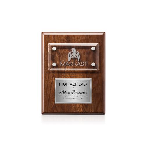 Corporate Awards - Award Plaques - Gossamer Plaque - Walnut/Silver
