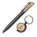 Alban Aluminium Pen w/Bamboo Keyring Set