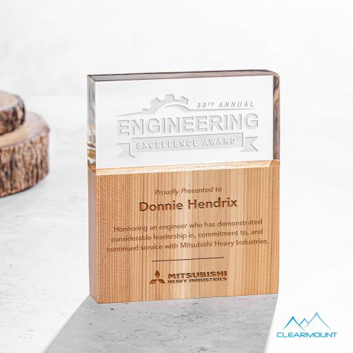 Corporate Awards - Acrylic Awards - Arbuste Rectangle Wood Award