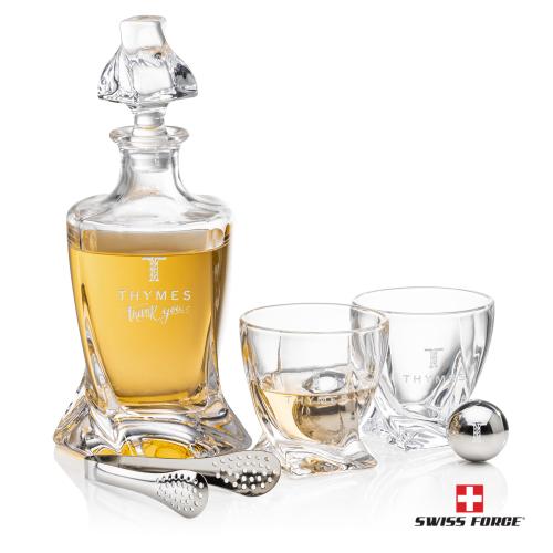 Seneca Decanter Set & Ice Balls Corporate Recognition Gifts - Etched Barware - Seneca Decanter Set & Ice Balls