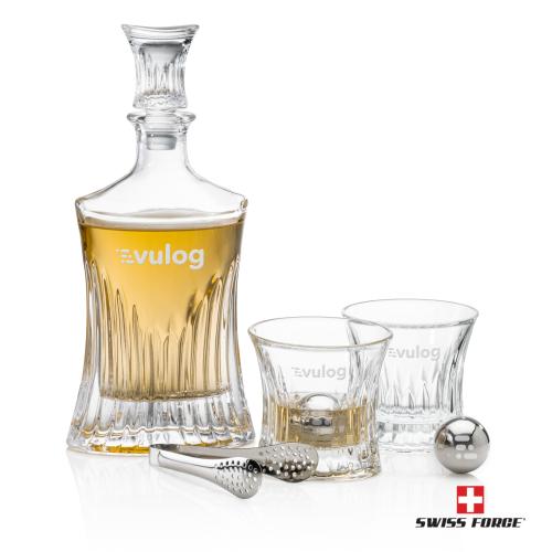 Langstaff Decanter Set & Ice Balls Corporate Recognition Gifts - Etched Barware - Langstaff Decanter Set & Ice Balls