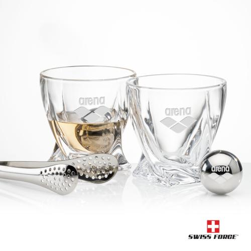 Corporate Recognition Gifts - Etched Barware - Swiss Force&reg; S/S Balls & 2 Seneca OTR