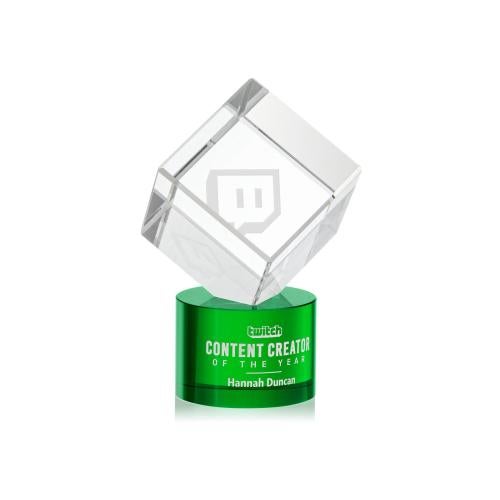 Corporate Awards - Crystal Awards - Colored Crystal - Burrill Green on Marvel Base Crystal Award