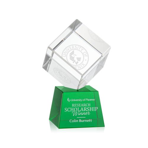 Corporate Awards - Crystal Awards - Colored Crystal - Burrill Green on Robson Base Crystal Award