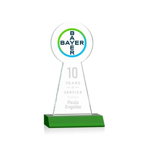 Corporate Awards - Full Color Awards - Laidlaw Full Color/Etch Green Circle Crystal Award