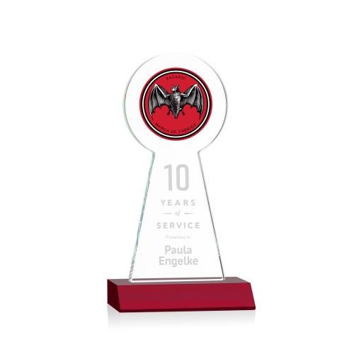 Corporate Awards - Full Color Awards - Laidlaw Full Color/Etch Red Circle Crystal Award
