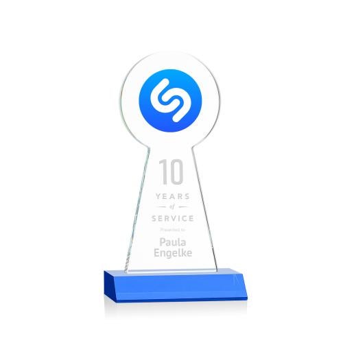 Corporate Awards - Full Color Awards - Laidlaw Full Color/Etch Sky Blue Circle Crystal Award
