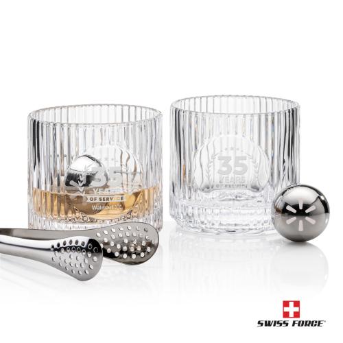 Corporate Recognition Gifts - Etched Barware - Swiss Force&reg; S/S Balls & 2 Dillard OTR