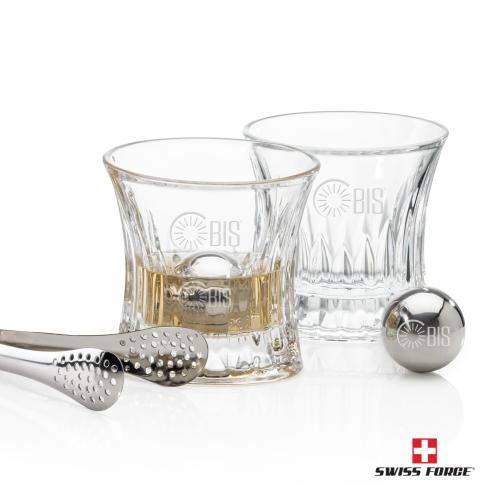 Corporate Recognition Gifts - Etched Barware - Swiss Force&reg; S/S Balls & 2 Langstaff OTR