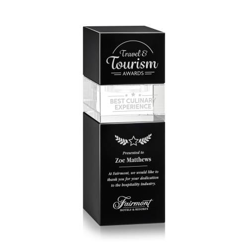 Corporate Awards - Crystal Awards - Crystal Pillar Awards - Tofino Stacker Black Obelisk Crystal Award