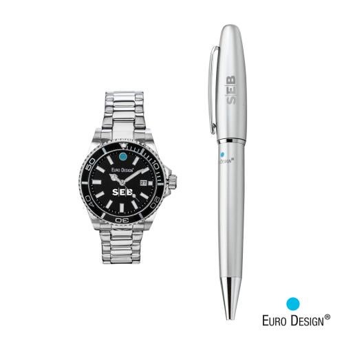 Corporate Recognition Gifts - Executive Gifts - Euro Design&reg; Velten Watch/Pen Set