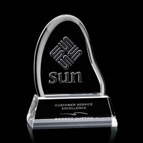 Corporate Awards - Crystal Awards - Adelaide Liquid&trade; Clear on Base Arch & Crescent Crystal Award