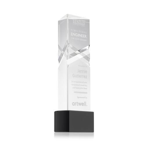 Corporate Awards - Crystal Awards - Oakham Black on Paragon Base Obelisk Crystal Award
