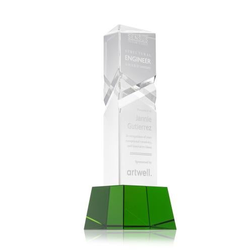 Corporate Awards - Crystal Awards - Oakham Green on Robson Base Obelisk Crystal Award