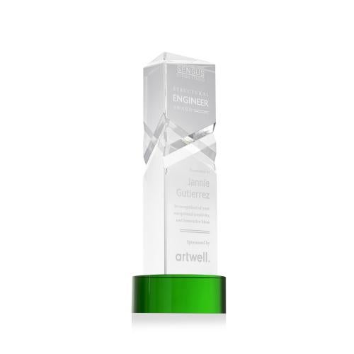 Corporate Awards - Crystal Awards - Oakham Green on Stanrich Base Obelisk Crystal Award