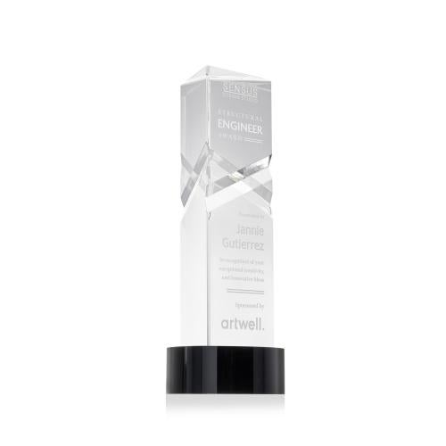 Corporate Awards - Crystal Awards - Oakham Black on Stanrich Base Obelisk Crystal Award