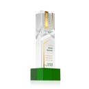 Oakham Full Color Green on Hancock Base Obelisk Crystal Award