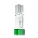 Oakham Full Color Green on Paragon Base Obelisk Crystal Award