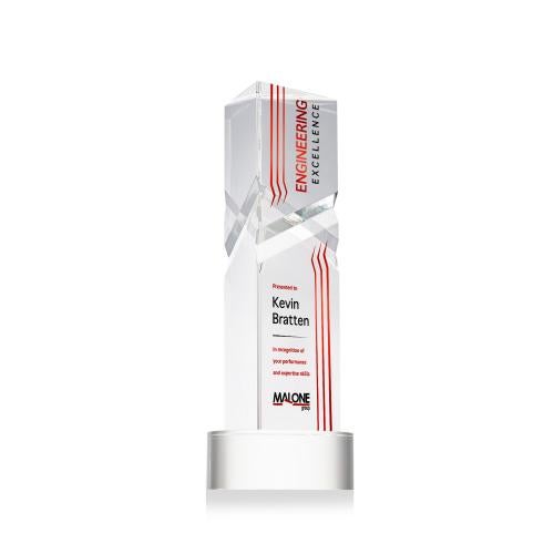 Corporate Awards - Crystal Awards - Oakham Full Color Clear on Stanrich Base Obelisk Crystal Award