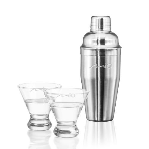 Corporate Recognition Gifts - Etched Barware - Connoisseur Shaker & Brisbane Martini Set