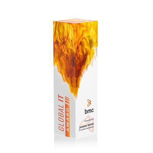 Corporate Awards - Acrylic Awards - Brandino Full Color Orange Obelisk Acrylic Award