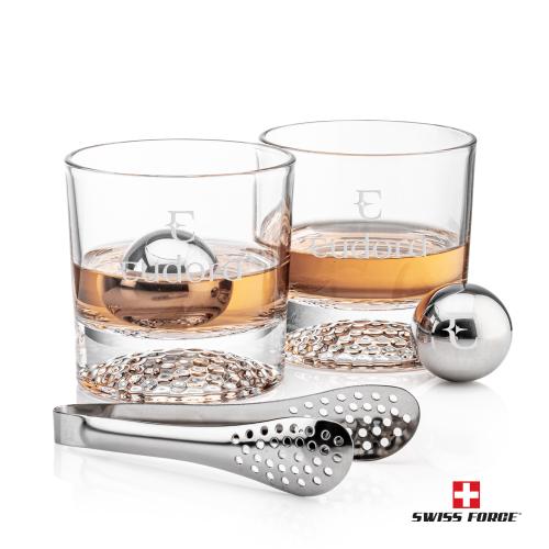 Corporate Recognition Gifts - Etched Barware - Swiss Force&reg; S/S Balls & 2 Fairway OTR