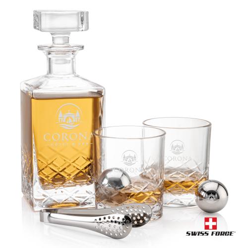 Brentwood Decanter Set & Ice Balls Corporate Recognition Gifts - Etched Barware - Brentwood Decanter Set & Ice Balls