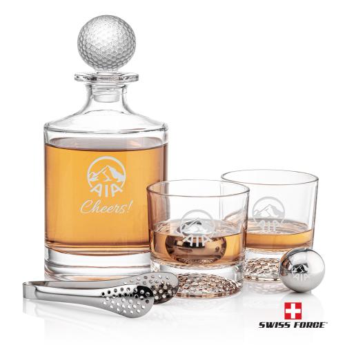 Corporate Recognition Gifts - Etched Barware - Fairway Decanter Set & Ice Balls