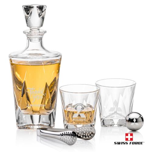Corporate Recognition Gifts - Etched Barware - Oakhaven Decanter Set & Ice Balls