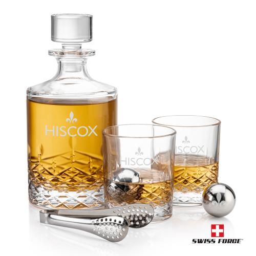 Templeton Decanter Set & Ice Balls Corporate Recognition Gifts - Etched Barware - Templeton Decanter Set & Ice Balls