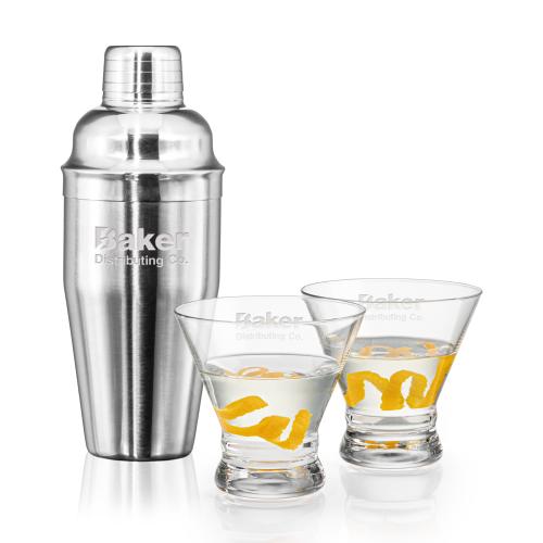 Corporate Recognition Gifts - Etched Barware - Connoisseur Shaker & Rideau Martini Set