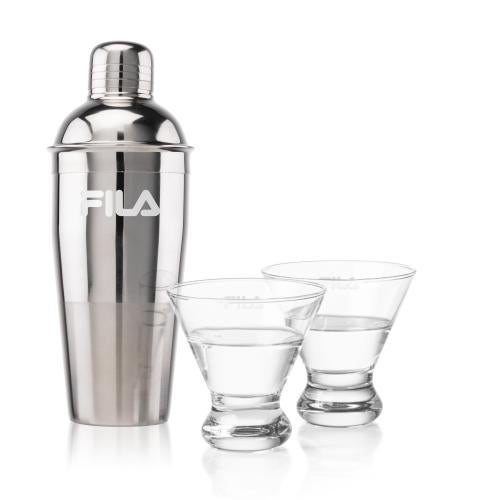 Corporate Recognition Gifts - Etched Barware - Catania Shaker & Brisbane Martini Set
