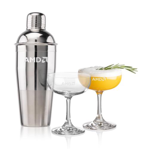 Corporate Recognition Gifts - Etched Barware - Catania Shaker & Mauritius Cocktail Set