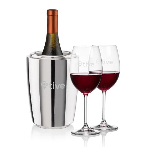 Corporate Recognition Gifts - Etched Barware - Pescara Wine Cooler & Blyth Wine Set