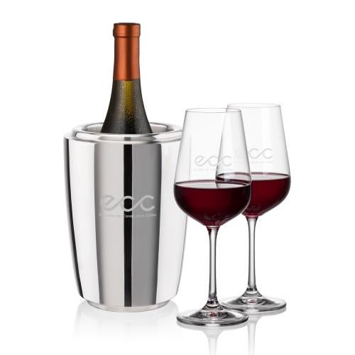 Corporate Recognition Gifts - Etched Barware - Pescara Wine Cooler & Laurent Wine Set