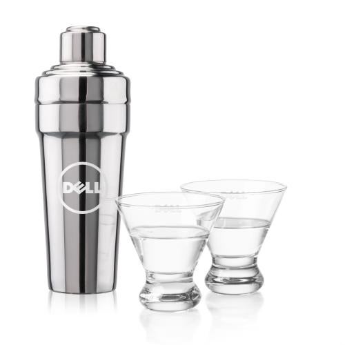 Corporate Recognition Gifts - Etched Barware - Milano Shaker & Brisbane Martini Set