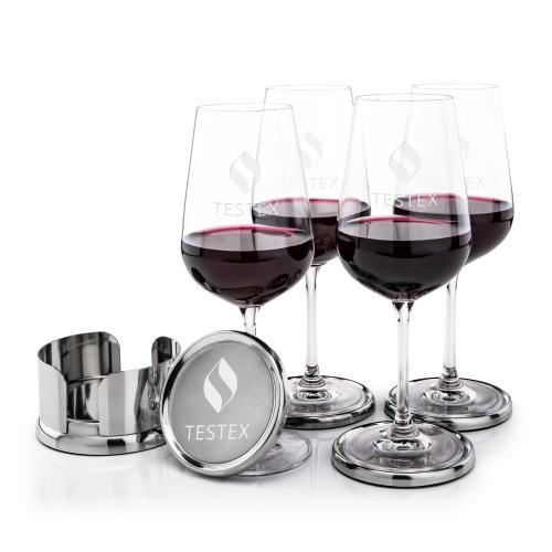 Corporate Recognition Gifts - Etched Barware - Baldoni Coasters & Laurent Wine Set