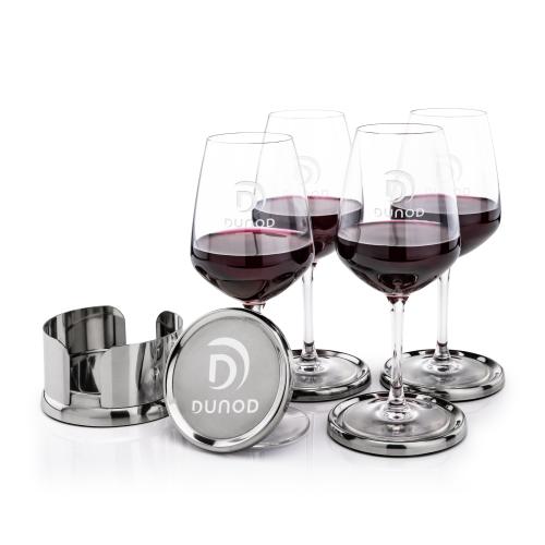Corporate Recognition Gifts - Etched Barware - Baldoni Coasters & Mandelay Wine Set