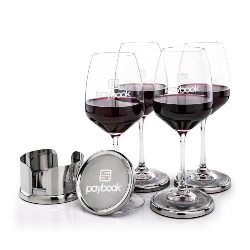 Corporate Recognition Gifts - Etched Barware - Baldoni Coasters & Oldham Wine Set