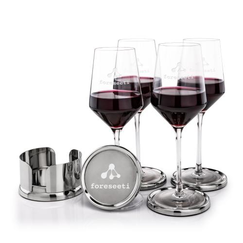 Corporate Recognition Gifts - Etched Barware - Baldoni Coasters & Tucson Wine Set