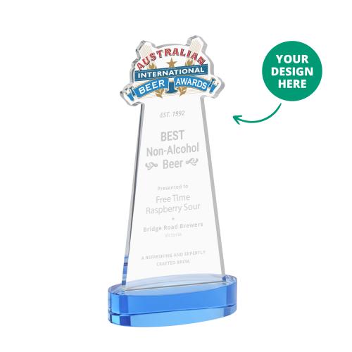 Corporate Awards - Crystal Awards - EdgeCraft Tapered Sky Blue (via Air) on Alberton Abstract / Misc Crystal Award
