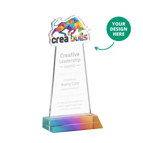 Corporate Awards - Crystal Awards - EdgeCraft Tapered Prismatic (via Air) on Mitered Abstract / Misc Crystal Award