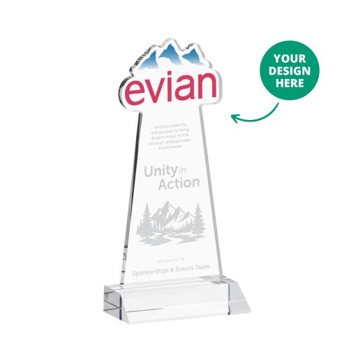 Corporate Awards - Crystal Awards - EdgeCraft Tapered Clear (via Ocean) on Mitered Abstract / Misc Crystal Award
