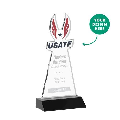 Corporate Awards - Crystal Awards - EdgeCraft Tapered Black (via Ocean) on Mitered Abstract / Misc Crystal Award