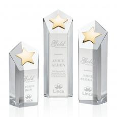 Employee Gifts - Dorchester Clear/Gold Star Crystal Award