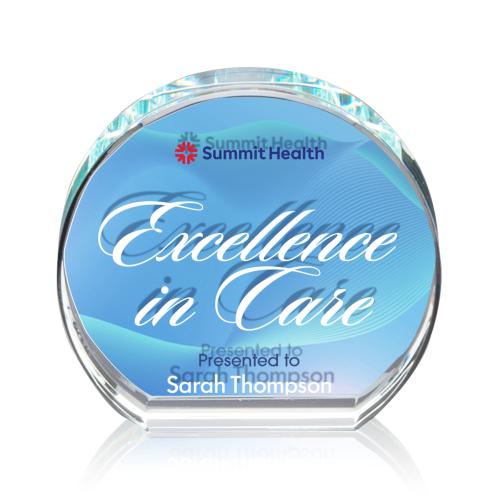 Corporate Awards - Crystal Awards - Abrams Double Sided Full Color Circle Crystal Award