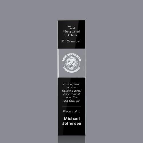 Araceli Tower 3D Black Obelisk Crystal Award Corporate Awards - Crystal Awards - Crystal Pillar Awards - Araceli Tower 3D Black Obelisk Crystal Award