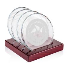 Porterfield Coasters - Set of 4 on Piano Finish Rosewood - Corporate Recognition Gifts