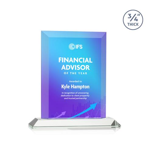 Harrington Full Color Clear Rectangle Crystal Award Corporate Awards - Crystal Awards - Harrington Full Color Clear Rectangle Crystal Award