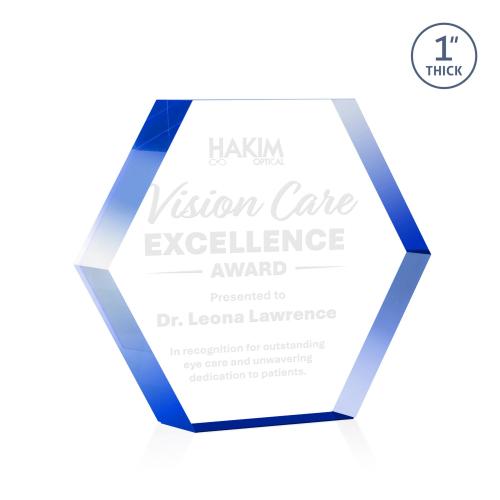 Corporate Awards - Acrylic Awards - Markville Hexagon Blue Acrylic Award